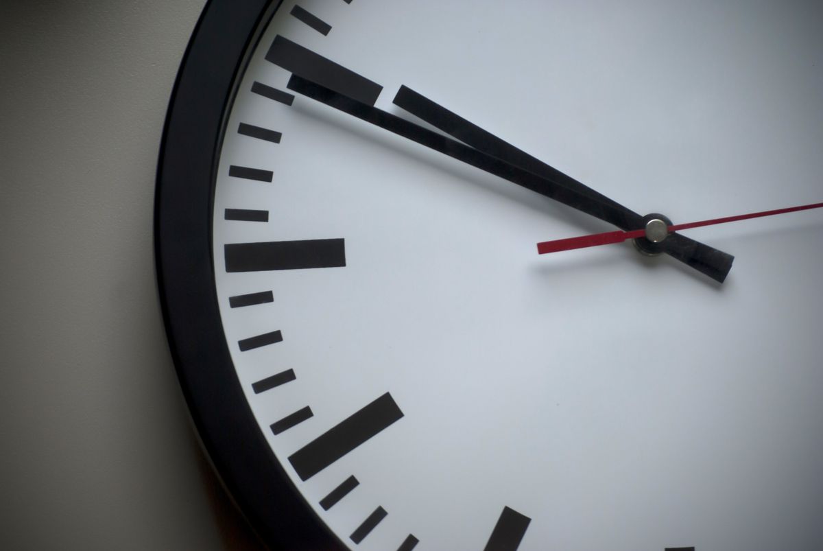 A clock on a plain wall