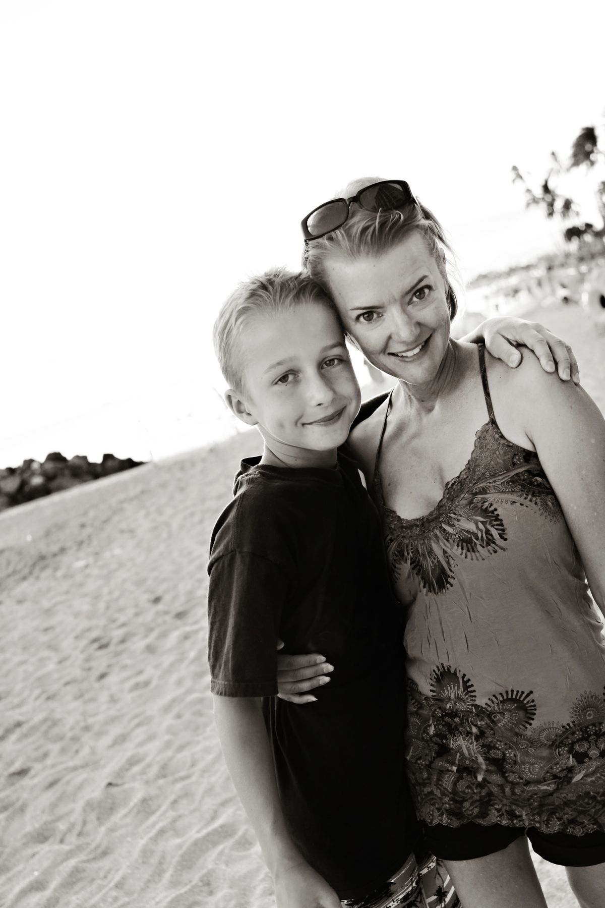 Two people smiling outdoors